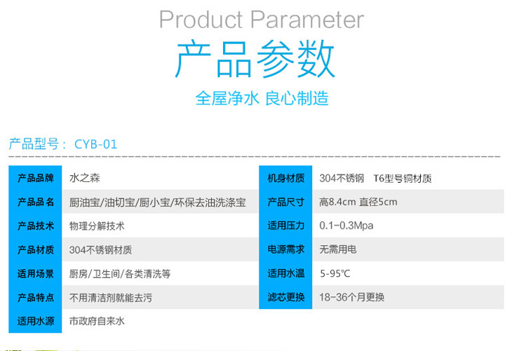 水之森厨油宝油切龙头奇亿平台CYB-0产品具体参数